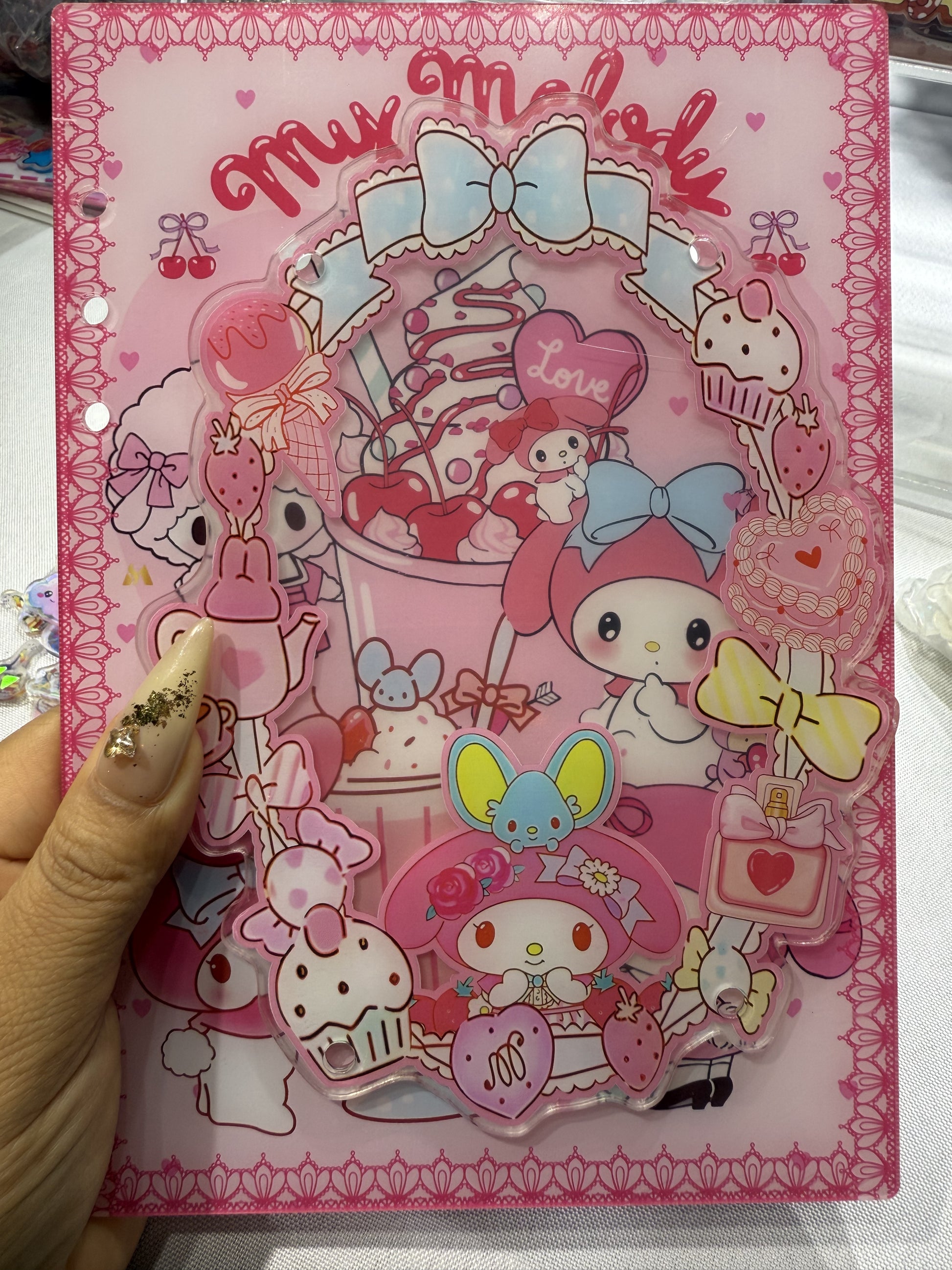 my melody 3d Acrylic shaker notebook A5 refillable notebook