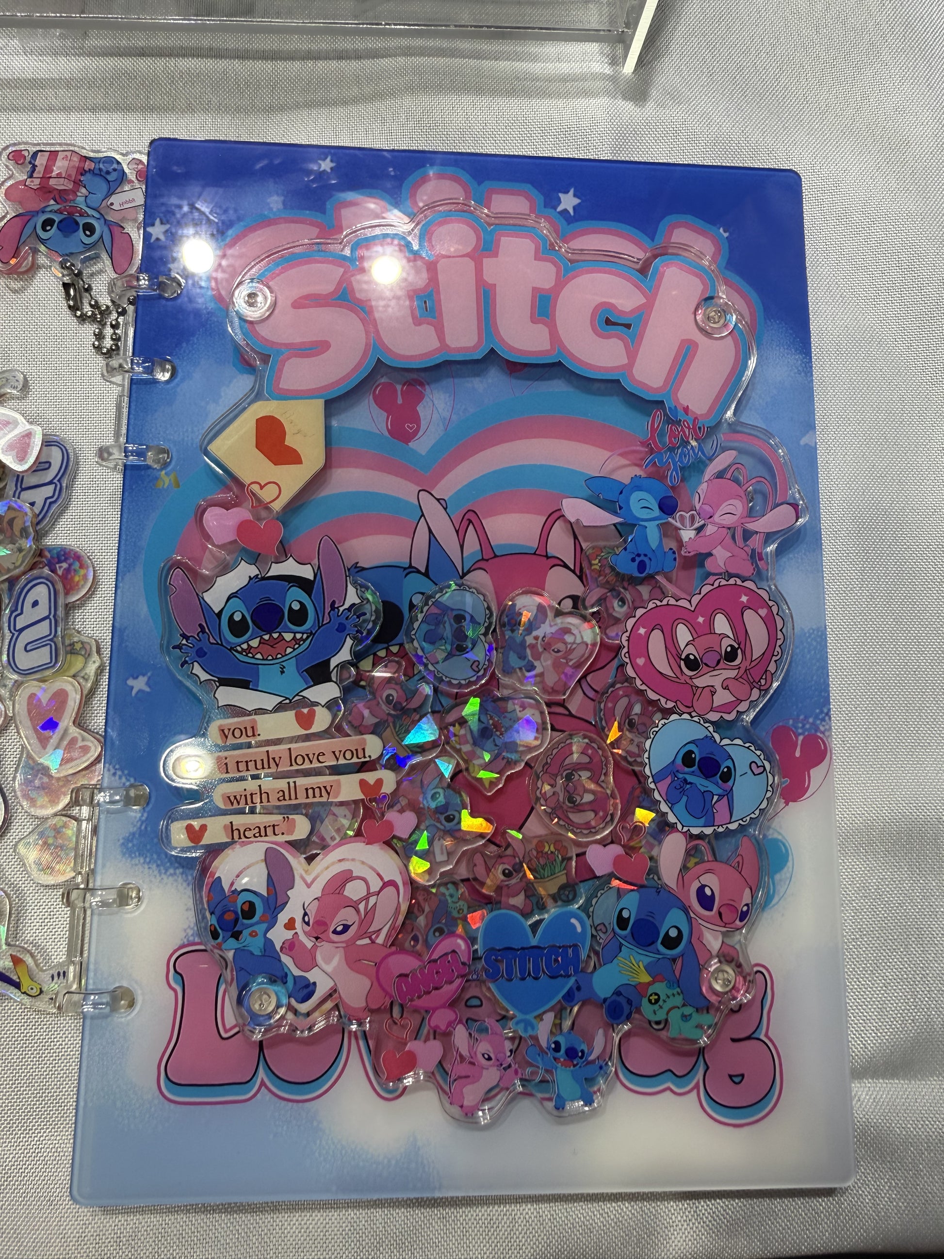 Stitch 3d Acrylic shaker notebook A5 refillable notebook