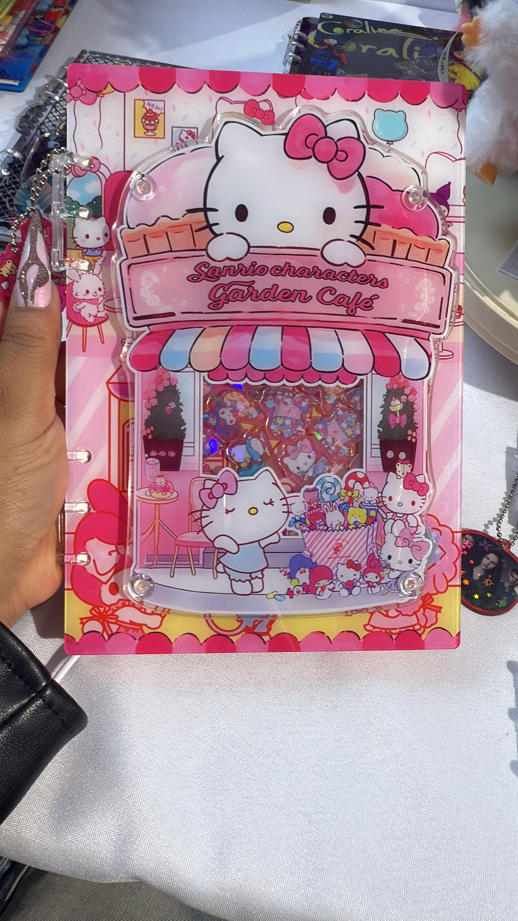 sanrio coffeshop 3d Acrylic shaker notebook A5 refillable notebook