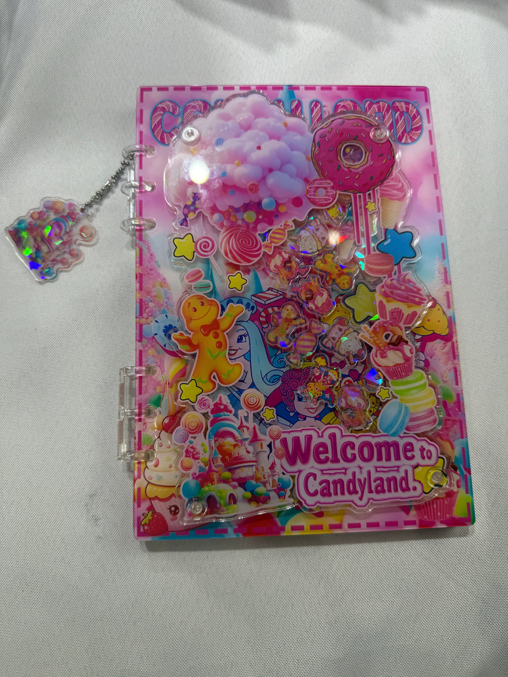 Candy land Acrylic shaker notebook  refillable notebook