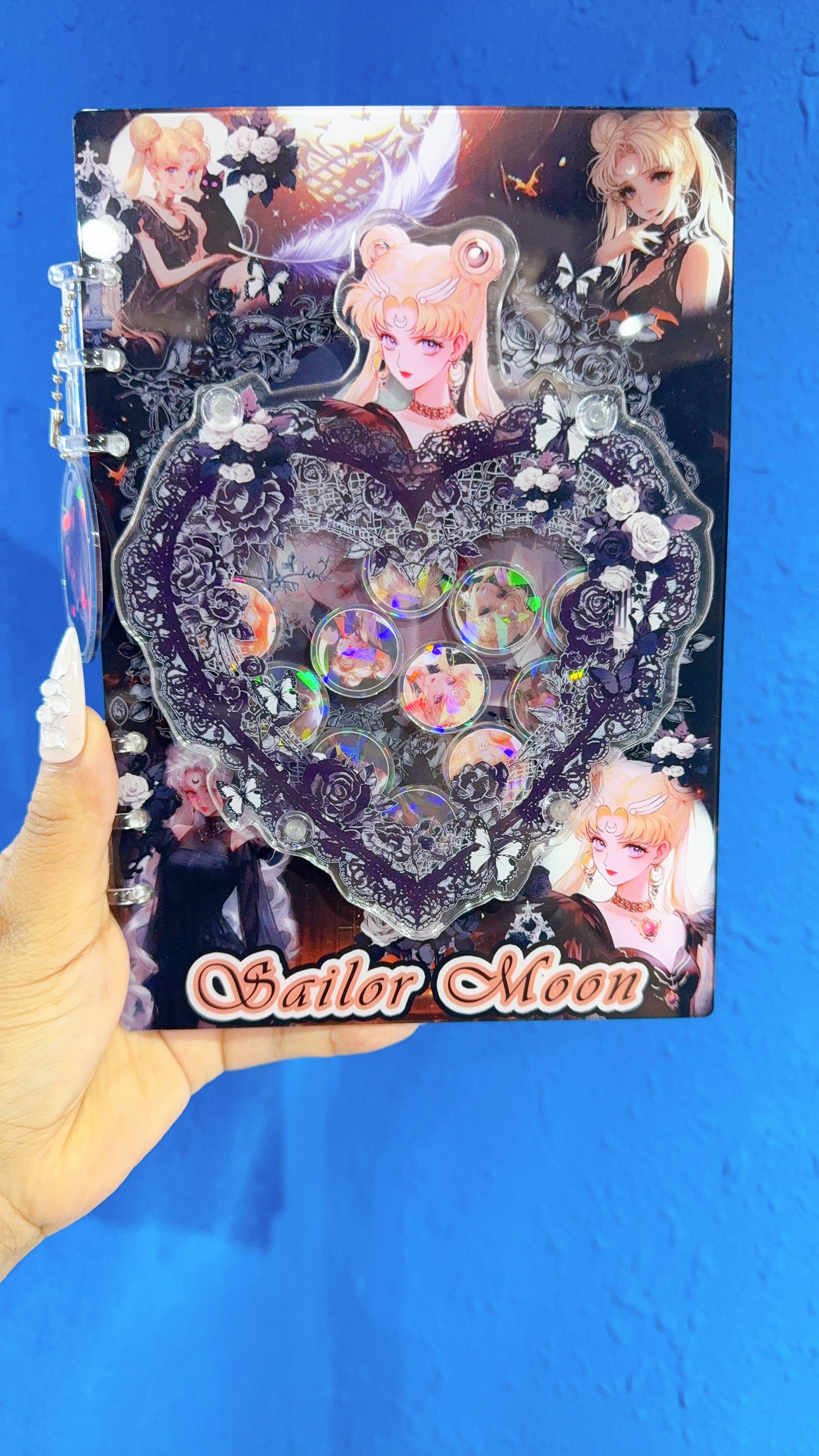 black sailor moon shaker notebook