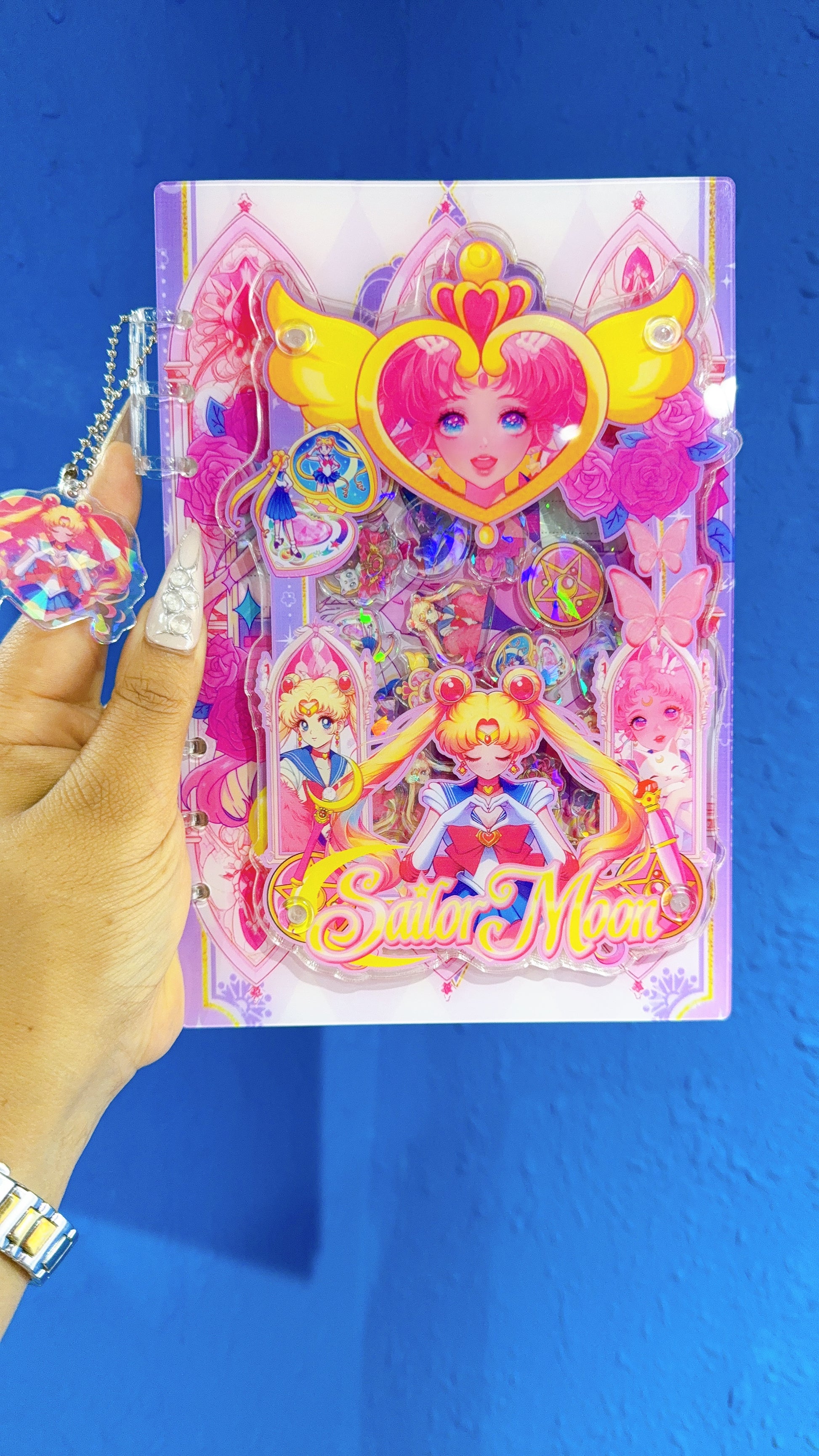 purple sailor moon 3D shaker notebook