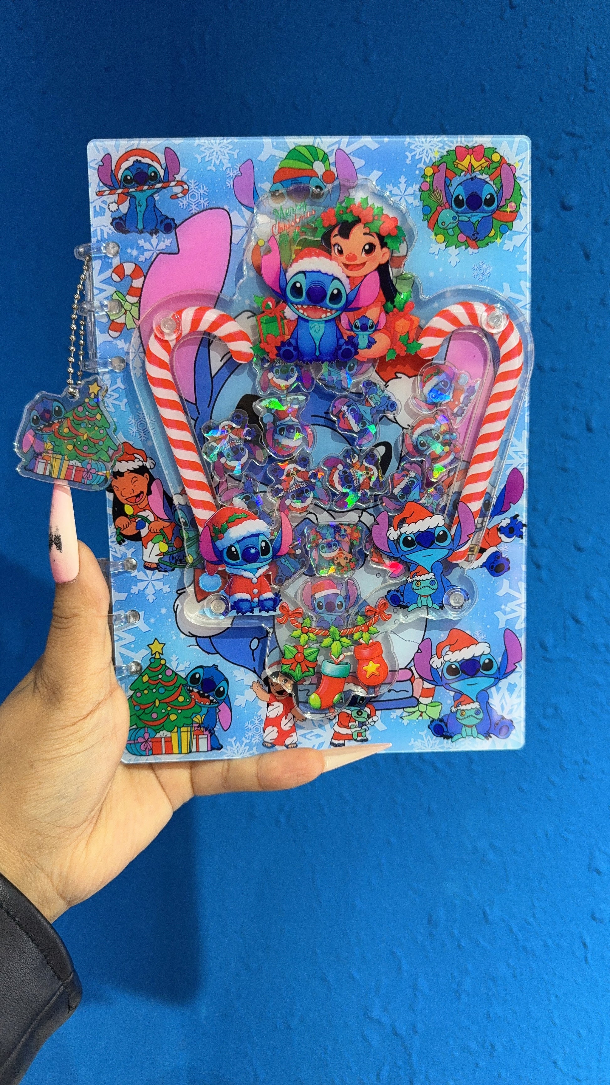 Christmas stitch 3d shaker notebook xmas