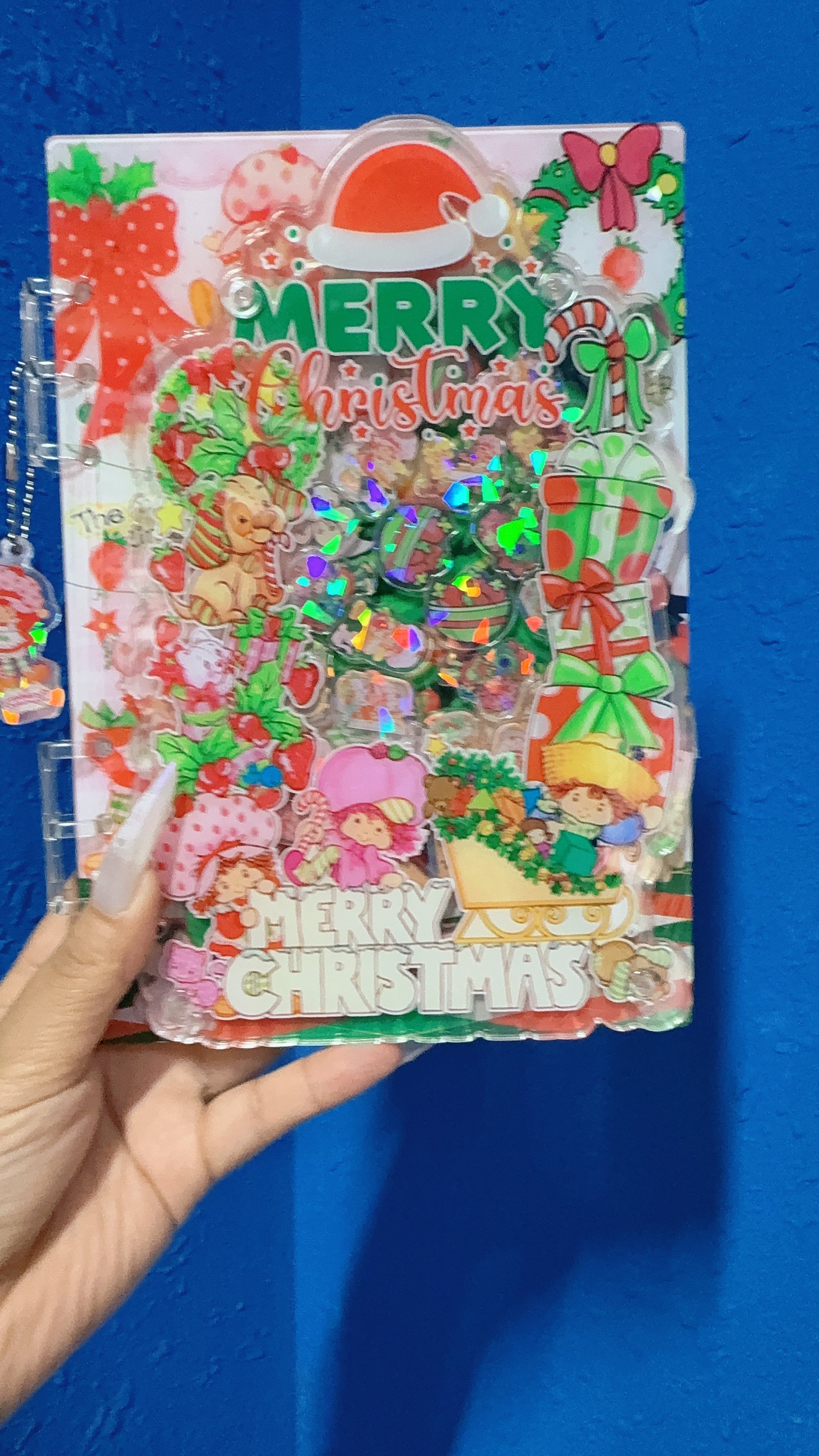 Christmas strawberry shortcake 3d shaker notebook