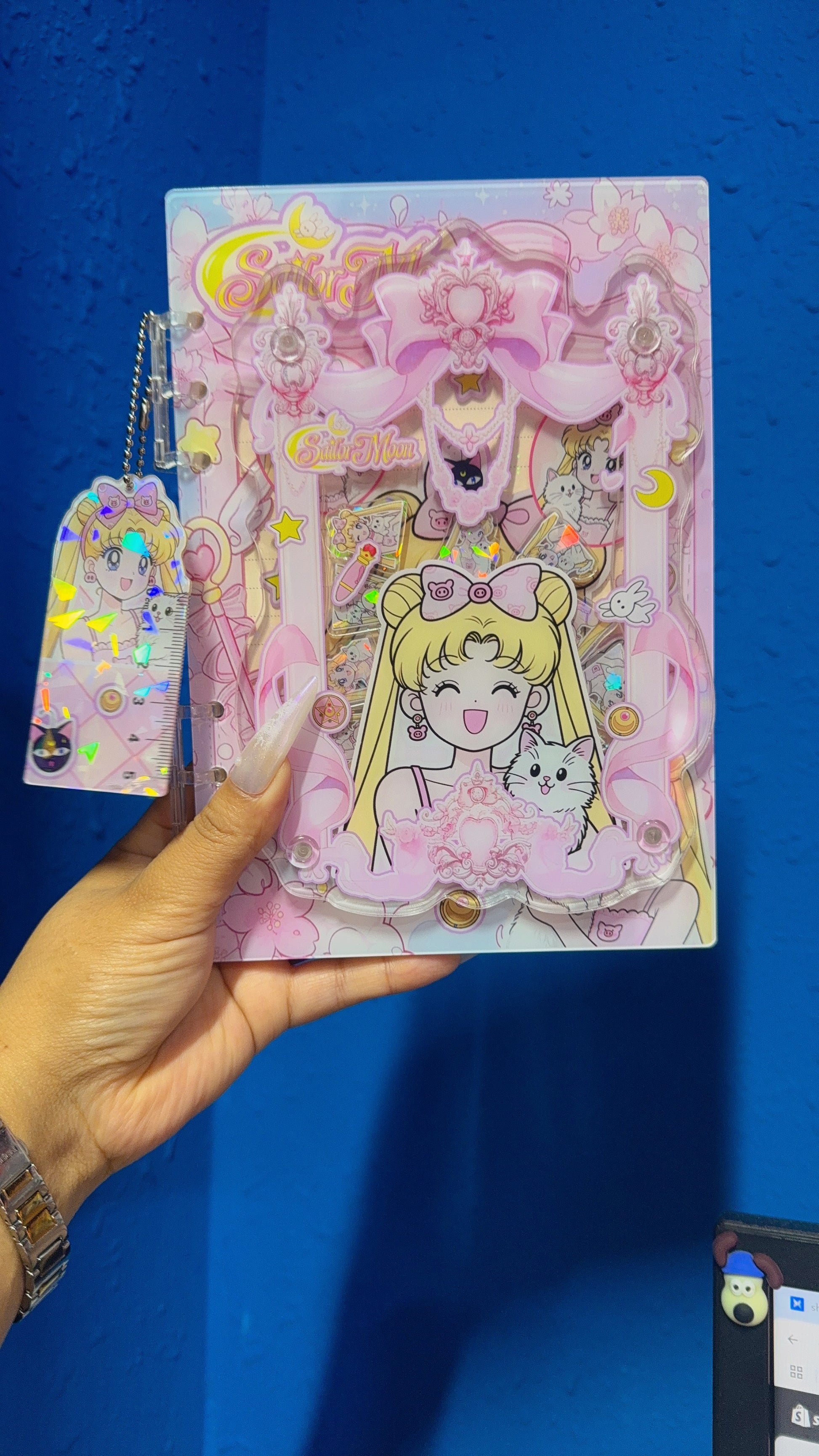 cute sailormoon with cat shaker notebook