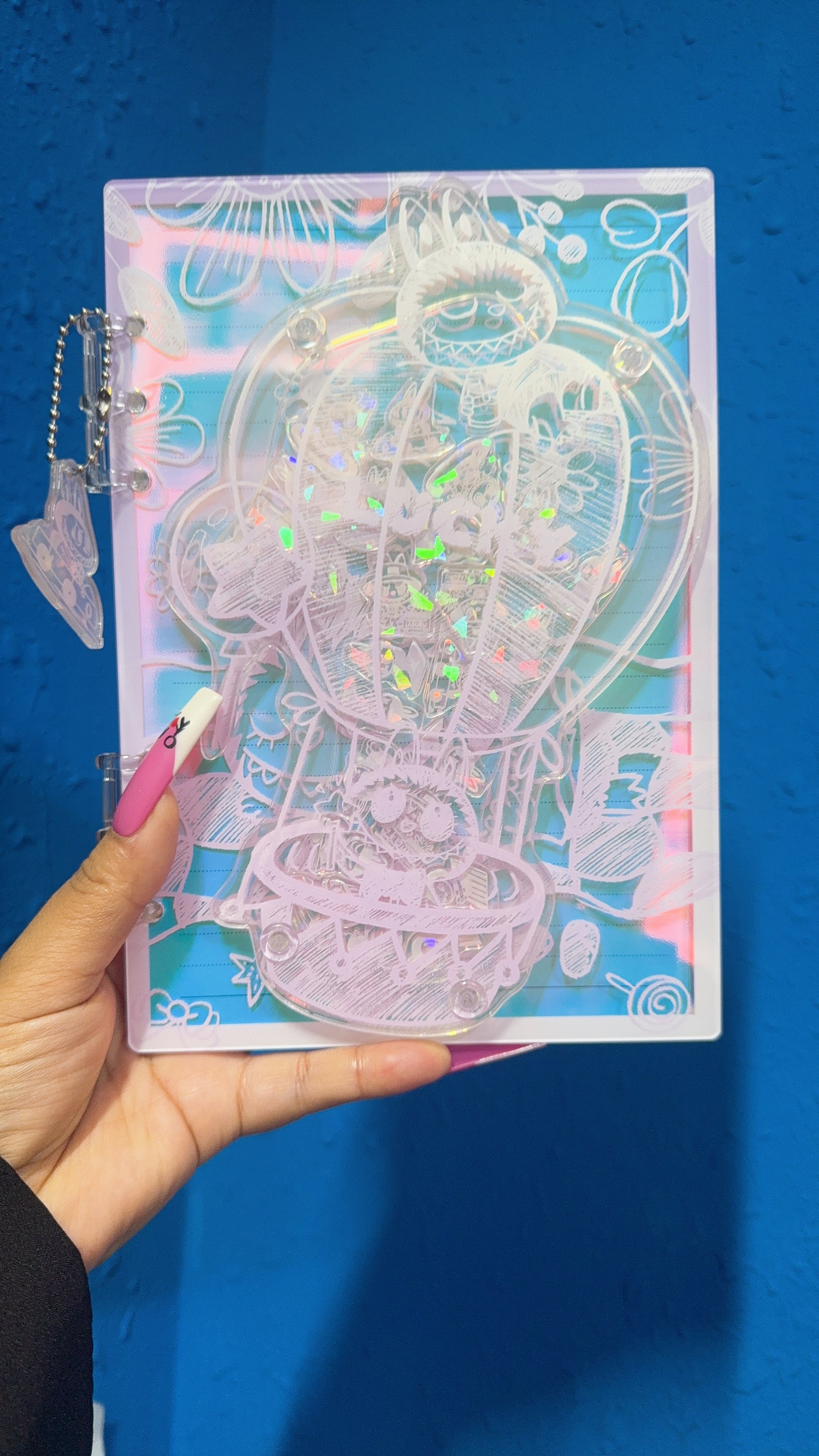 golden  fire balloon labubu 3d shaker notebook