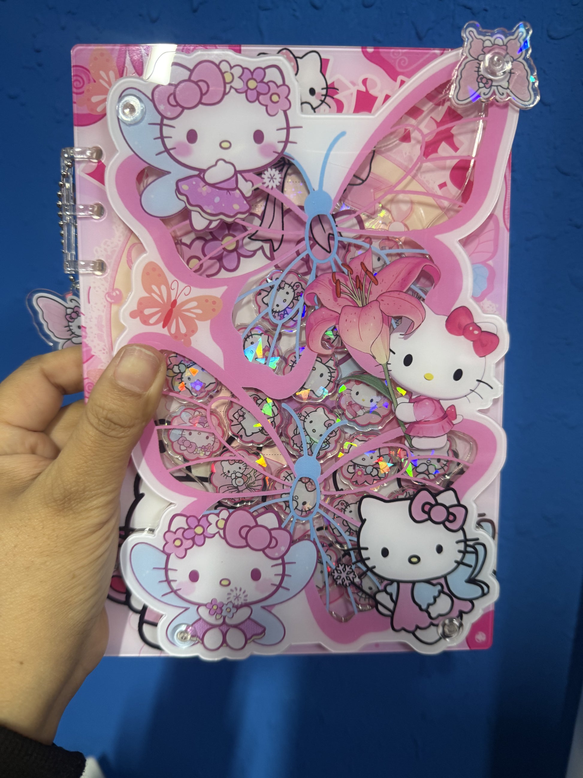 butterfly hello kitty shaker notebook
